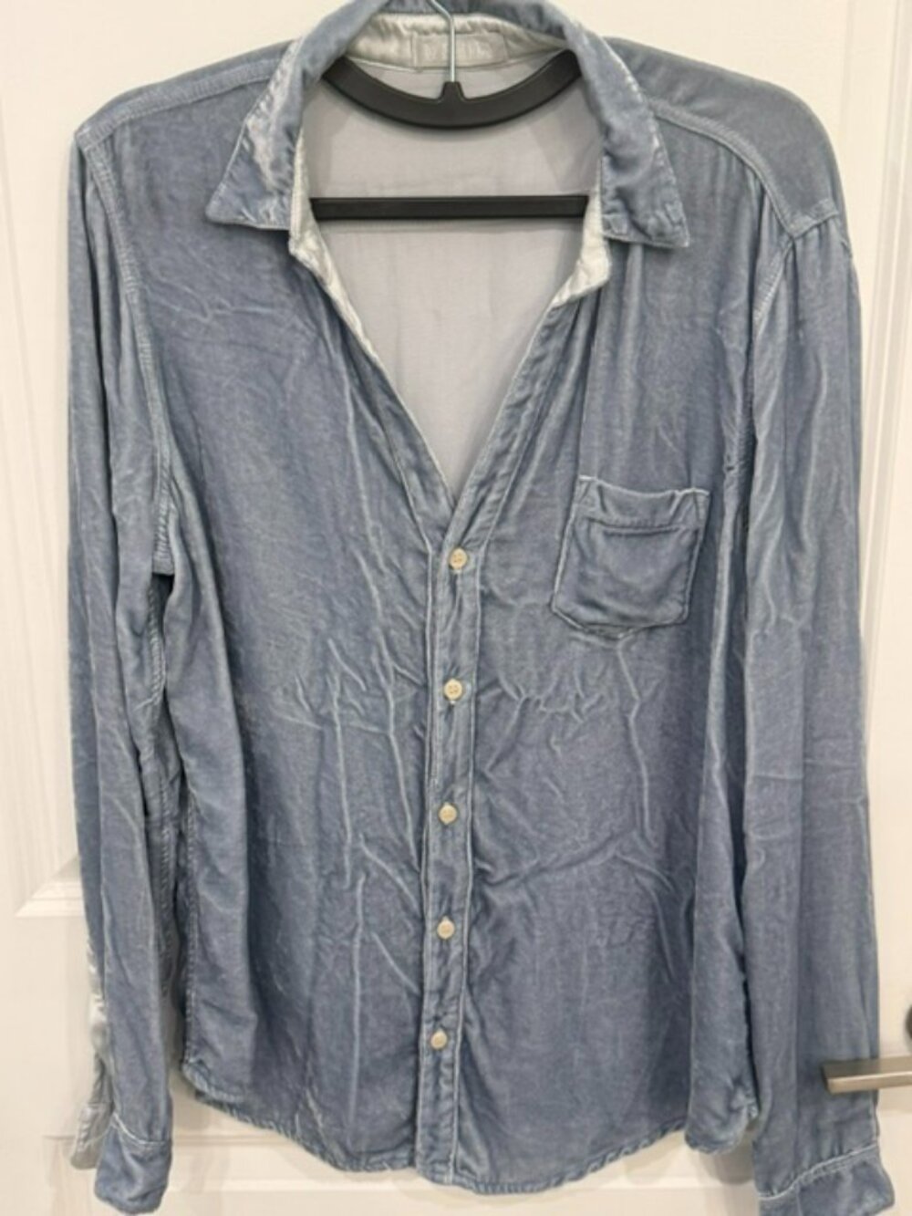 CP Shades Blue Velvet Button Down Shirt